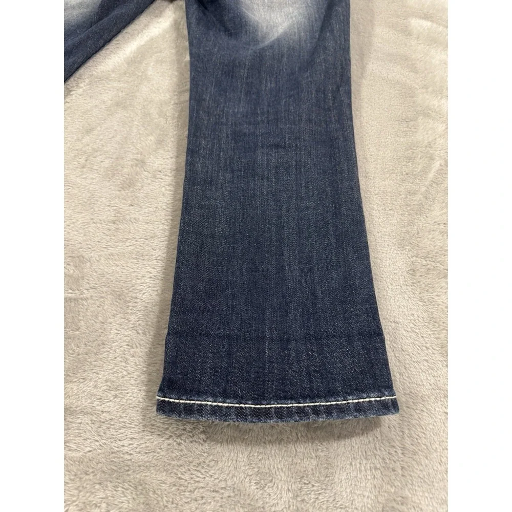 Vigoss Capri Jeans Womens W27 L21 Dublin Thick Stitch Embellished Whiskered Blue